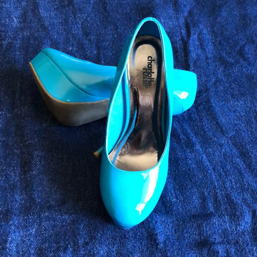 Bright Blue Patent Leather Heels